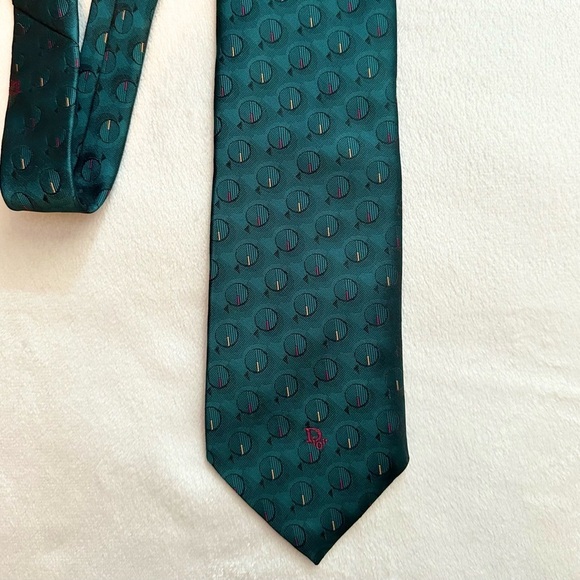 Dior Other - Vintage Christian Dior Monsieur Poly Silk Mens Neck Tie Teal Green Circles NWT